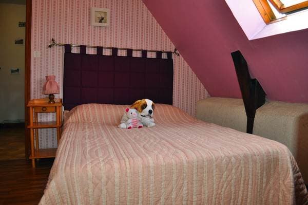 Chambre du Fourniau avec lit double et murs en pierre